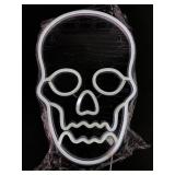 Light-Up Neon White Skull Sign 15 3/4 Inches