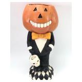 Vtg Pumpkin Head Candy Bowl 14 Tall