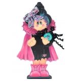 Signed Wood Witch Figurine With Spider