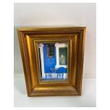 Gold Framed Postcard With Cafe Scene