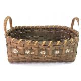 Wicker Basket With Hand-Painted Flowers