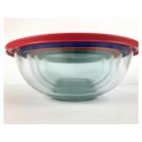 4 Pyrex Mixing Bowls With Colored Lids