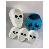 Plastic Skull And Pumpkin Candy Bowls