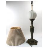 27ï¿½ Tall Ornate Brass Table Lamp With Shade
