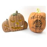 Pumpkin Decor Set With Carved Designs