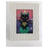 Framed Cat Artwork With White Frame