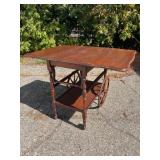 Mahogany Drop-Leaf Tea Cart With Drawer