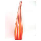 Bent Neck Cased Art Glass Red And Orange Vase