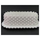 Milk Glass Hobnail Butter Dish