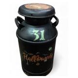 Vtg Hand Painted Halloween Metal Jug