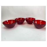 Four Arcopal France Red Bowls