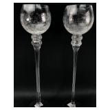 19.5-Inch Crackle Glass Candlesticks