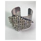 Silver Metal Cuff Bracelet With Rhinestones