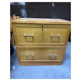 Two Drawer Wooden Filing Cabinet With Keys