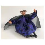 Handcrafted Witch Figurine With Fabric Cape