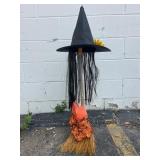 Witch Decor Broom With Hat And Hair