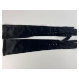 Black Long Opera Gloves With Button Accents