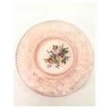Pink Depression Glass Floral Plate 7 3/4 Diameter