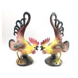 Ceramic Fighting Rooster Figurines