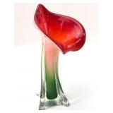 Vtg Jack In The Pulpit Art Glass Vase 7.5 Tall