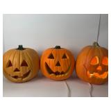 3 Light-Up Pumpkin Decorations