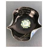 Art Pottery Bowl With Incised Text And Sun Design
