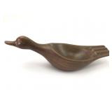 Vtg Faux Wood Grain Painted Ceramic Duck Ashtray