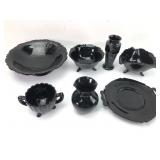 LE Smith Mt Pleasant Black Amethyst Glass Set