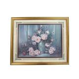 Framed Artwork By Wanta With Vase And Roses