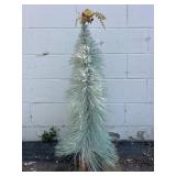 Miniature Silver Tinsel Tree With Gold Bird Topper