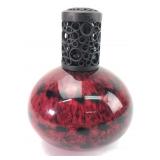 Red And Black Glass Oil Lamp With Wick