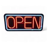 Fallon Neon Open Sign With Blue Outline