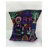 Handmade Black Embroidered Pillow Cover