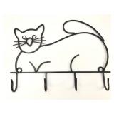 Cat-Shaped Black Metal Wall Hook Rack