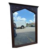 Wood Framed Mirror With Decorative Design