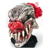Scary Clown Mask With Red Hair And Fangs