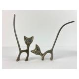 MCM Style Silver-Plated Cat Figurines