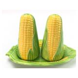 Vtg Corn Salt And Pepper Shakers With Tray