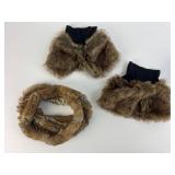 Rabbit Fur Accessories Set With Collar And Cuffs