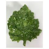 Green Leaf-Shaped Ceramic Dish