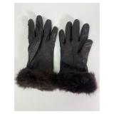 Grandoe Leather Gloves With Fur Trim