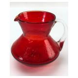 Vtg Miniature Crackle Glass Pitcher 3.5 Inches