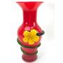 Vtg Cased Art Glass Vase With Flower
