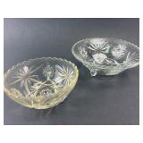 Two Pressed Glass Dishes With Starburst Design