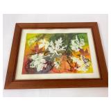 Signed Watercolor With Leaves
