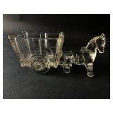 Glass Horse And Cart Figurine 9 Inches