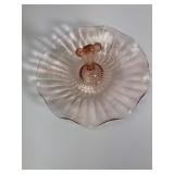 Pink Glass Candy Dish With Handle