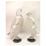Clear And Frosted Plastic Penguin Pair