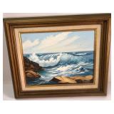 Kathy Coogan Framed Ocean Wave Painting
