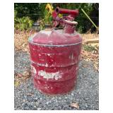 Vintage Red Steel Gas Can With Spout